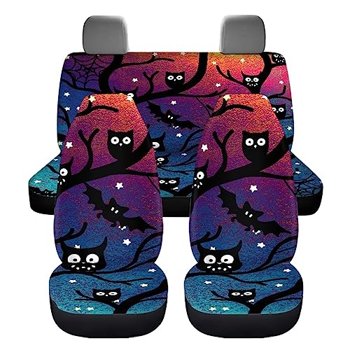Image of Funny Custom Women Men Car Seat Cover Full Set Breathable Elastic Fitted Cartoon Halloween Automotive Seat Protector Non Slip Full Coverage Two Front Seat Covers Rear Back Bench for Most Trucks SUV