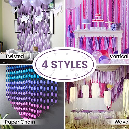 Image of PartyWoo Crepe Paper Streamers 4 Rolls 328ft, Pack of Light Purple Crepe Paper for Party, Wedding, Birthday, Baby Shower Decorations (1.8 Inch x 82 Ft /Roll)