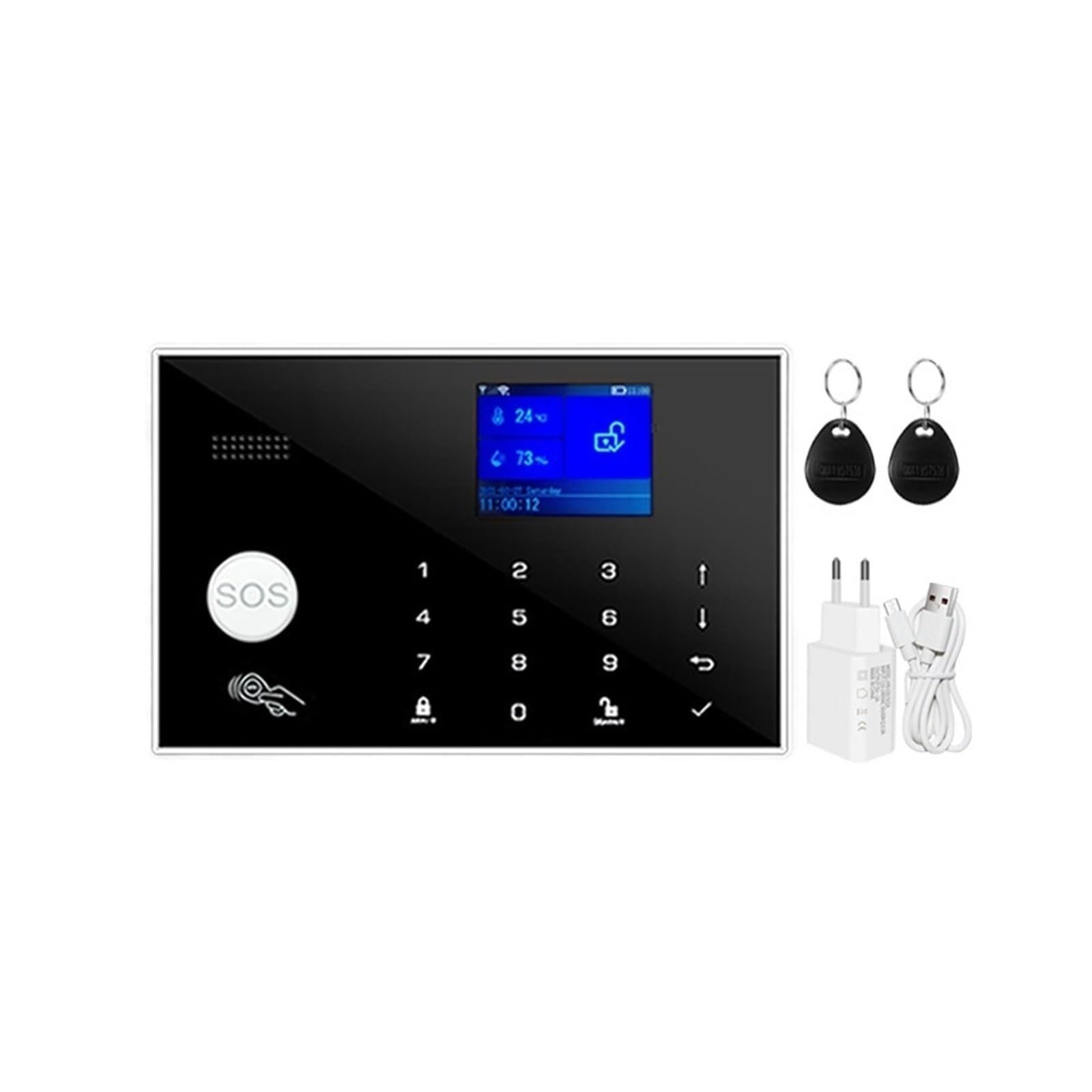 CUDTAPI GSM Home Alarm System Smart Security Burglar Host Touch Keyboard Support 433MHz Wireless Detector Wired Sensor(Option A)