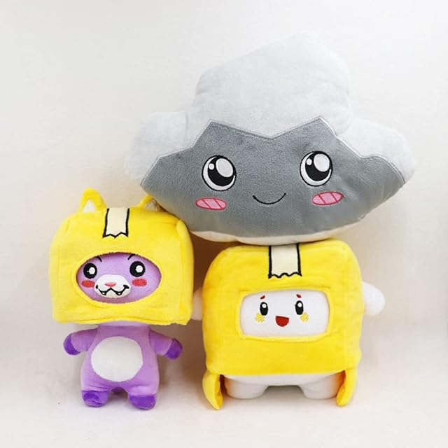 Plush Foxy and Boxy Rocky Box Soft Stuffed Plushies with Removable Cartoon Robot Doll Soft Toy for Gifts Kids and Fans (Set of 3)