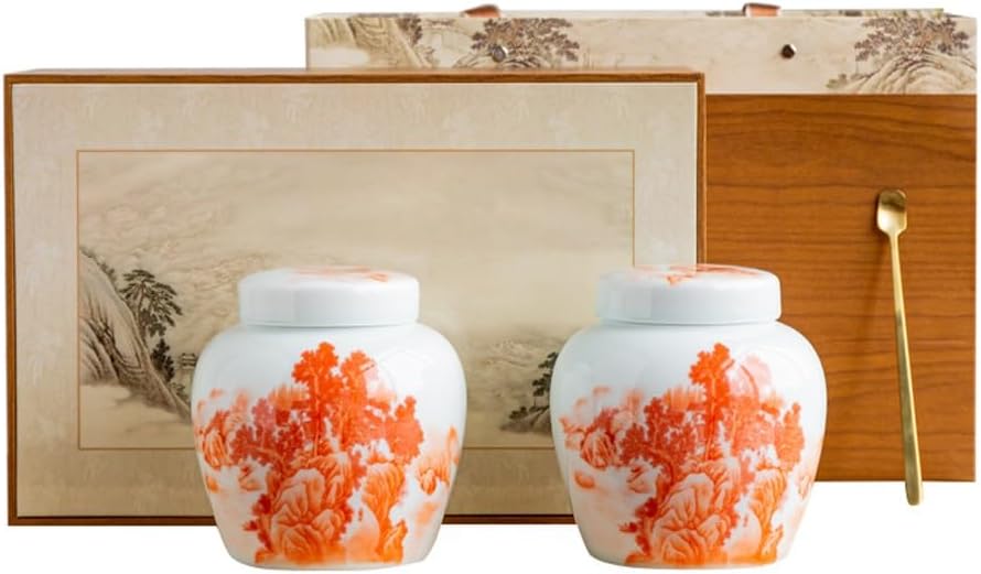 SONGCHAO Sugar Jar Spring Tea Canister Set, Ceramic Storage, Sealed Coffee Bean Tea Canister
