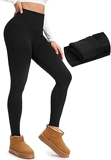 Fleece Lined Leggings for Women Thermal High Waisted Tummy Control Seamless Workout Yoga Pants