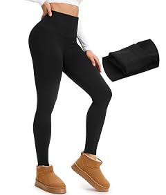 yeuG Fleece Lined Leggings for Women Thermal High Waisted Tummy Control Seamless Workout Yoga Pants