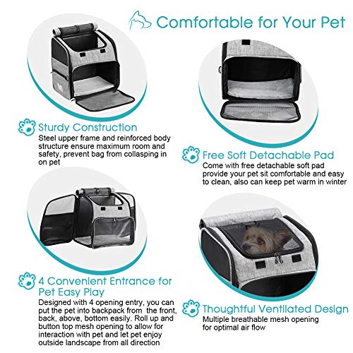 Pet Carrier Backpack, Dog Cat Backpack Carrier With Mesh Cat Travel Carrier Bag Airline Approved Folding Fabric Pet Carrier Foldable Puppy Backpack Carrier For Small Dogs Puppies Medium Cats #TOP5