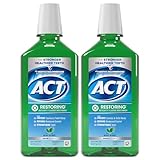 ACT Restoring Anticavity Fluoride Mouthwash with Zero Alcohol, Repairs Enamel & Strengthens Teeth, Mint Burst, 33.8 fl. oz., 2 pk