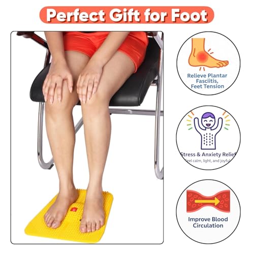 Image of Livronic Acupressure Mat For Foot,Magnetic Pyramidal Foot Power Mat,Acupuncture ,Stress Reliever Plate Therapy For ,Pain Relief,Blood Circulation,Health Care Heel Knee Leg Sciatica Massager(Yellow)