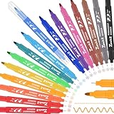 Twin Tip Permanent Markers, Assorted Colors Fine and Ultra Fine,16 Pack, Waterproof & Fade-Proof Ink, Quick Drying, Writing on Paper, Plastic, Metal, Glass