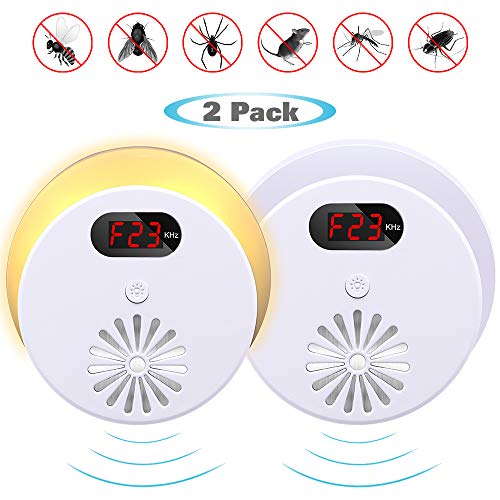 Oxsaytee Ultraschall-Schädlingsbekämpfer, 2PCS Mäuse Ultraschall Vertreiben Pest Repeller Automatische Frequenzumwandlung & Nachtlicht, Mückenschutz Rattenabwehr Gegen Mücken Fliegen Kakerlaken