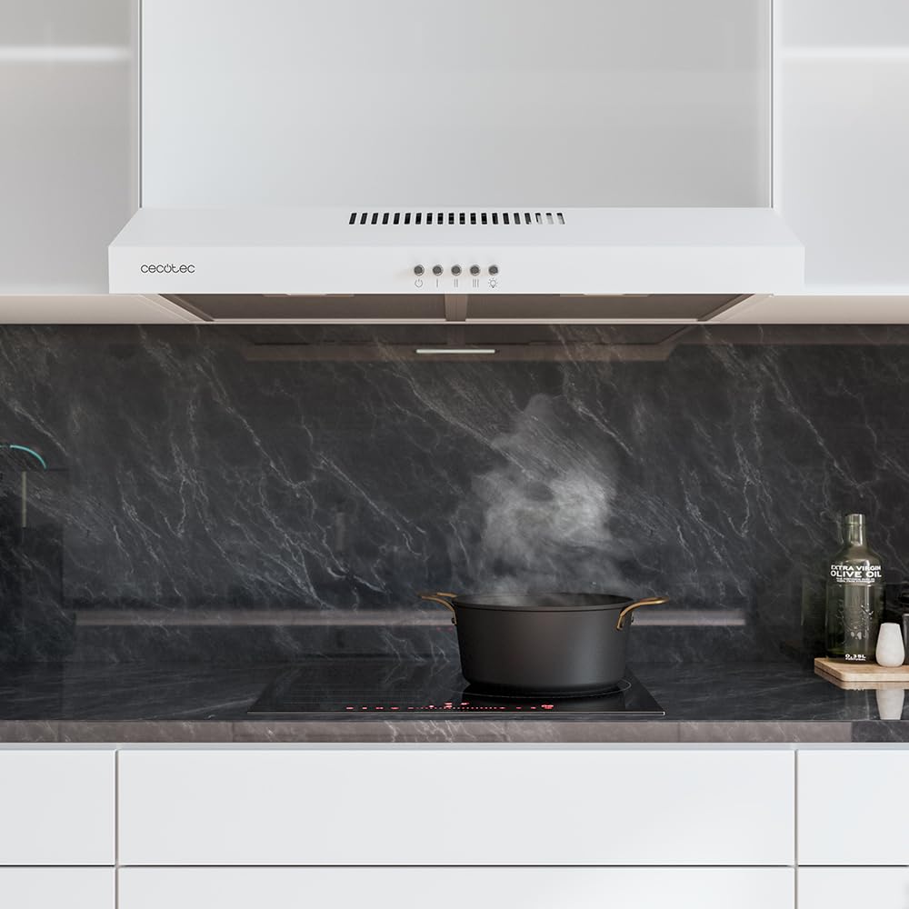 Cecotec Cappa aspirante 60 cm di larghezza Bolero Flux CM 602200 Inox B. Potenza di aspirazione 220 m3/h, motore 70 W, basso consumo, controllo meccanico, 3 livelli di potenza, finitura in inox