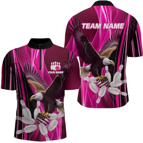 Custom Eagle Bowling Shirt for Men and Women Team Bowling Jerseys Bowling Polo Shirts & Bowling 1/4 Zip Shirts for Bowlers
