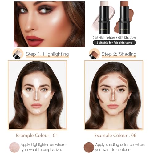 Contour Stick, Waterproof Cream Bronzer Stick Milti-Use Bronzer, Smooth Texture Matte Finish Natural Look Contour Wand, Contouring & Highlighting Cream Contour Makeup Stick For Face Neck Body (08) - Image 6