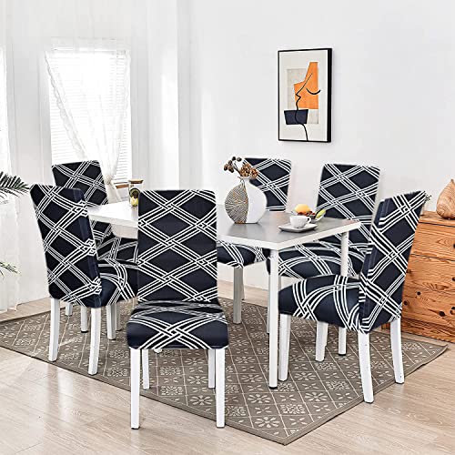 Image of Magical Universal Elastic Premium Stretchable Magic Slipcover Stretch Dining Table Room Chair Covers Protector Set of 4 Piece Seater India (Linen Black)