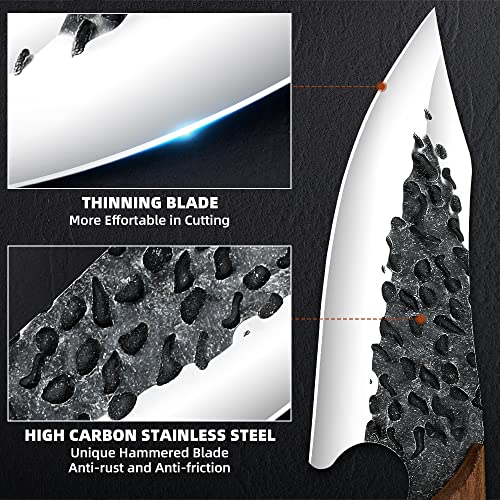 Upgraded Chef Knife High Carbon Stainless Steel Professional Kitchen Cooking Knife With Sheath And Ergonomic Handle - Ultra Sharp Meat Cleaver Chopping Knife For Home Outdoor Or Camping (Black-002) #TOP2