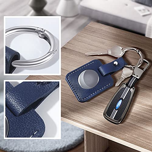 Pu Leather Apple Airtag Case, Square Air Tag Keychain With 2 Screen Protector Sticker For Wallet Bag Pet Dog Cat Anti-Scratch Protective #TOP2