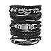 Milakoo 5 Stück geflochtene Lederarmbänder für Männer Frauen gewebt Manschette Armband einstellbar