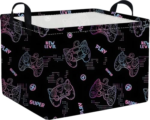 Image of Rectangular Game Basket,Kids game storage basket,Storage Baskets with Handles,nursery game room baskets,Toy Storage Bin Organizer,Gift Bins(Cute game)