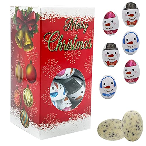 Christmas Milk Chocolate Cookies & Cream Snowmen Party Bag Fillers, Individually Wrapped Foils, Kosher Certified Dairy (1 Pound)