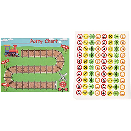 pooping chart - Potty Training Reward Chart - Pack of 50 Sheets and 800 Stickers, Train and Railroad Themed Toilet Training Kit for Toddlers, Motivational and Positive Reinforcement, 10.3 x 8.3 Inches