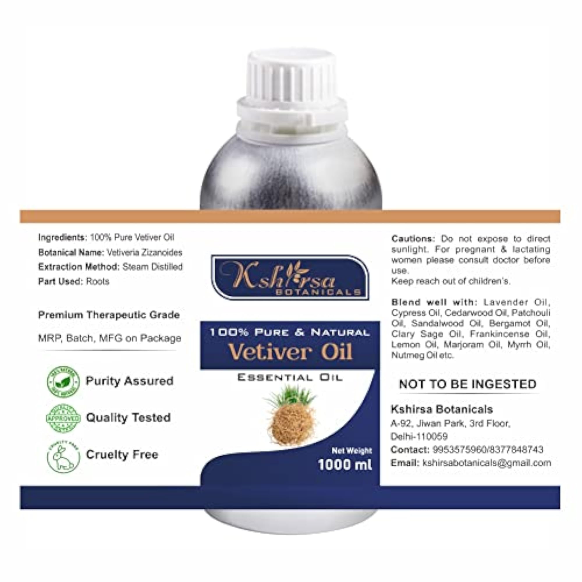 100% Pure & Natural Vetiver Oil 1000ml