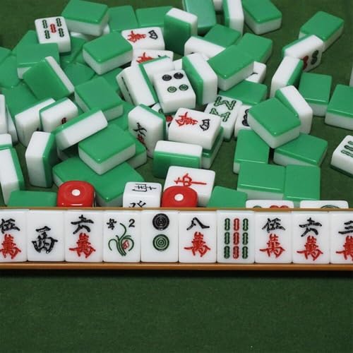 Jeu de mahjong chinois complet peu encombrant avec tuiles durables et mini plateau compact - 4