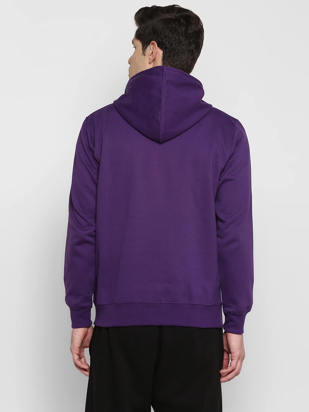 Alan Jones Clothing Men’s Solid Hooded Sweatshirt | Drawstring Hood, Kangaroo Pocket, Ribbed Hem | Regular Fit | Sizes S–5XL | Multiple Colors (Purple_M) 3