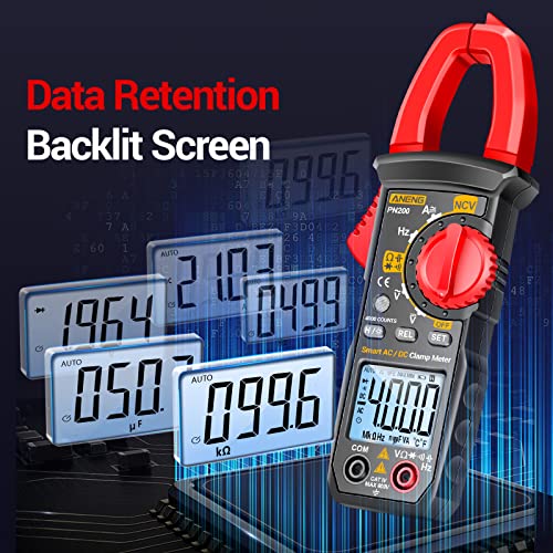 Aneng Digital Clamp Meter Multimeter Tester With Ac/Dc Current,Voltage, Ncv Amp Ohm Volt 4000 Counts Meter Measures Capacitance, Resistance, Diodes, Continuity Frequency Backlight Electrican Tools #TOP6