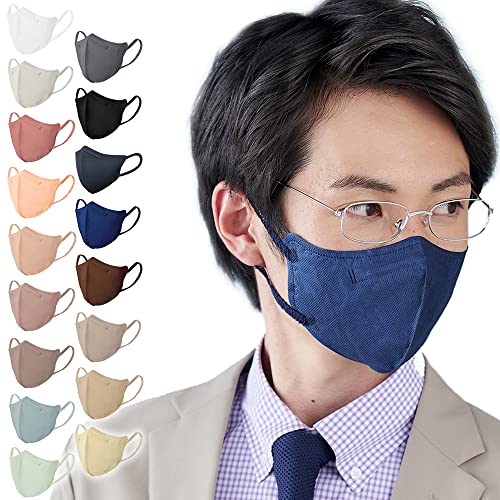 マスク 不織布 立体マスク 3Dマスク 5枚入 ふつうサイズ 立体 不織布マスク 小顔 デイリーフィット DAILY FIT 血色マスク チークマスク カラーマスク くちばし 個別包装 使い捨て おしゃれ 耳が痛くならない RK-D5MN ネイビー