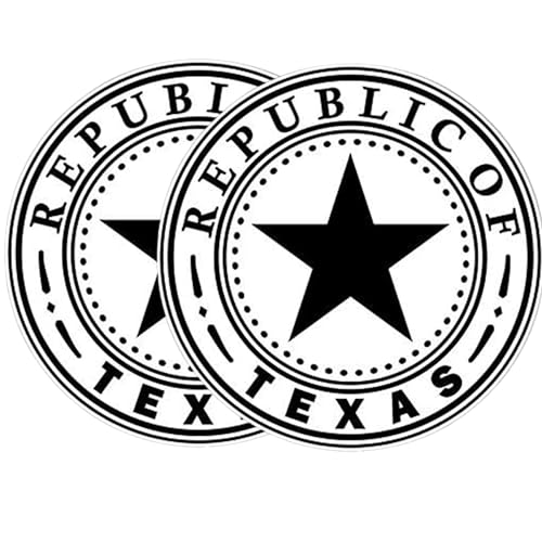 Image of eDesign 2-Pack Round Vintage Republic of Texas Sticker Vinyl Decal - 4 Inches - Texas Lone Star Sticker for Car Truck Van Window Bumper Laptop Tablet Cup Tumbler Water Bottle and Any Smooth Surface