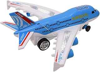 طائرة باضاءة وموسيقى وريموت كنترول من ايربص موديل 1102 - لون ابيض وازرق