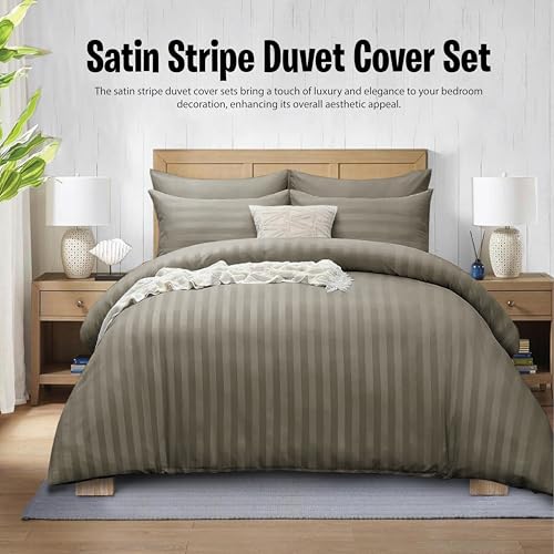 Parure de lit réversible en microfibre beige avec 4 taies d'oreiller