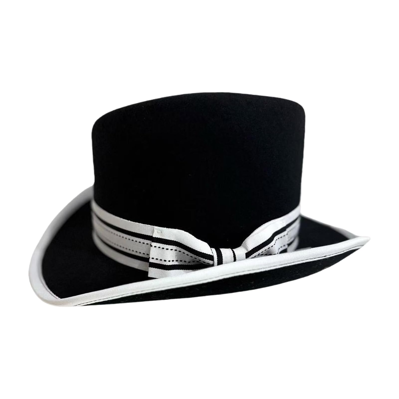 MICFENY Soft Wool Bowler Hat with Bowknot Belt Winter Headwear For Theme Party Gathering and Formal Occasion Dressingup