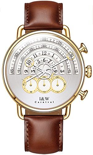 Luxury Men's Big Dial Chronograph Sapphire Glass Waterproof Quartz Black Leather Gold Watches