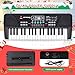 M SANMERSEN Upgraded Kids Piano Keyboard 37 Keys with Microphone, Music Toys Birthday Gifts for 3 4 5 6 Year Old Boys Girls, Black