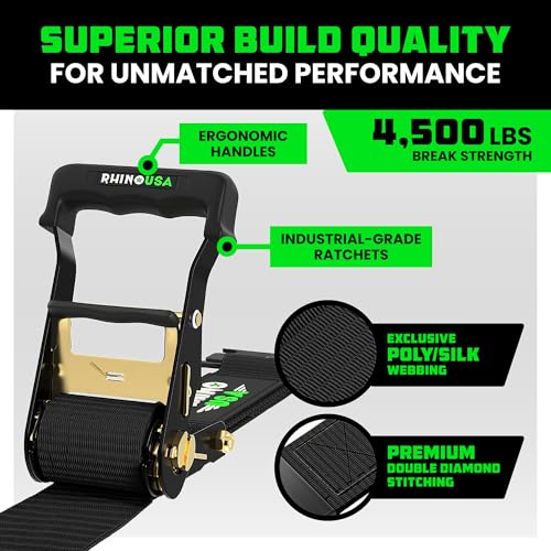 Image of Rhino USA Wheel Chock Tie Down Kit (4,500lb) - 2 Straps & 4 Chocks