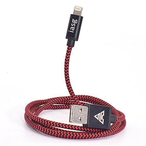Holiday Deals 🛒 Lightning Cable, Iasg Lightning To Reversible USB Cable - Apple MFi Certified - Nylon Braided With Aluminum Housing Syncing and Charging Cord For iPhone iPad iPod - 3.3 Feet(1 Meters) - Red and Black