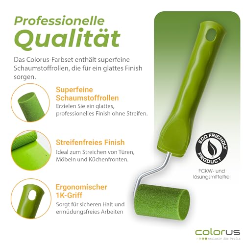Colorus Lackierset 20x Schaumwalze 5 cm superfein gerade 2x Wanne 1x Bügel – Ansicht 6