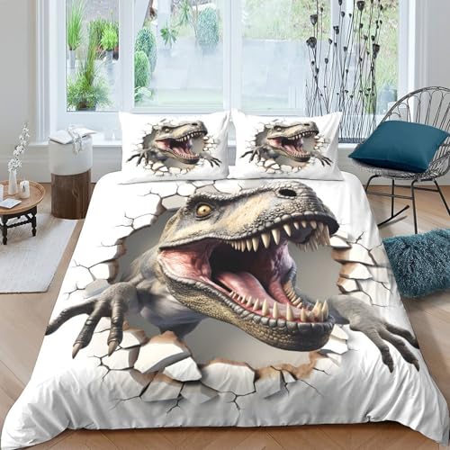 Parure de lit dinosaure 140x200 avec housse de couette en microfibre 3D