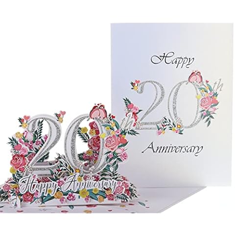 iGifts And Cards Happy 20th Milestone Anniversary 3D Pop Up Greeting Card - Perfect Couple, Elegant Wedding, Marriage, Romantic, Being Together, Platinum Congratulations, Lovebirds, Love 'N Happiness Cover