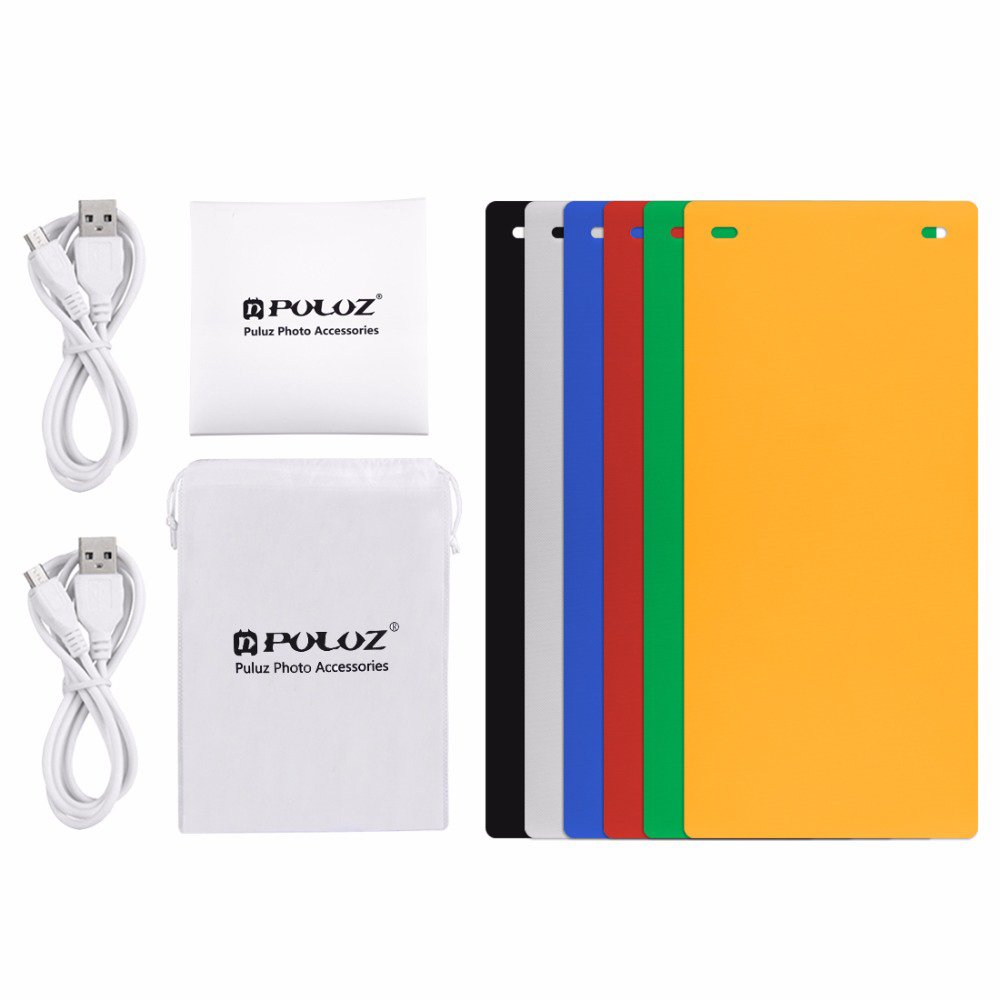 PuluzDual Light Lightbox Mini 40Pcs LED Light Room foliding Photography Lighting Softbox Tent Photobooth Backdrop USB Cube Box Photo Studio Light Box