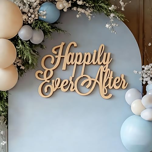 Happily Ever After Sign for Backdrop Wedding Wall Sign Bridal Shower Decorations for Bachelorette Party Engagement Party Wedding Party Decor