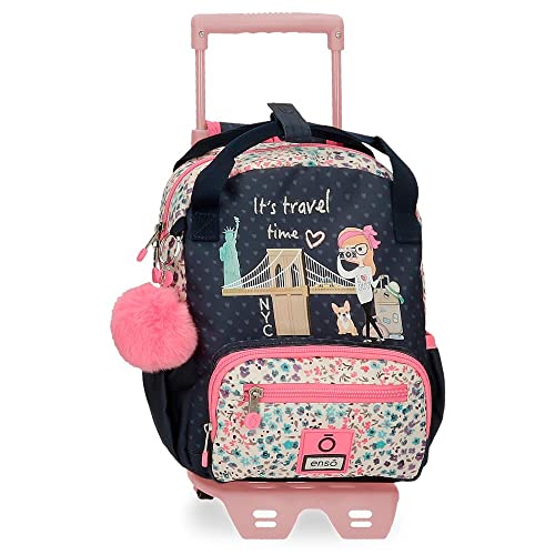 Enso Travel Time Mochila Pequeña con carro Azul 23x28x10 cms Poliéster 6,44L