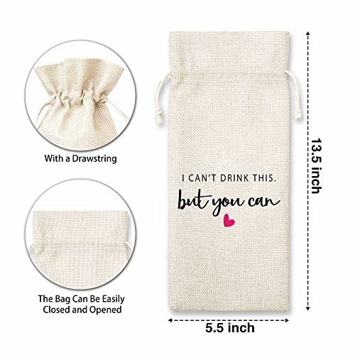 Image of Lesixur Pregnancy Announcement Wine Bags (1 Pack)- New Baby Announcement, Godmother, Godfather, Godparents, Grandparents, Aunt, Uncle Gift, Cotton linen Wine Gift Bag With Drawstring -A047