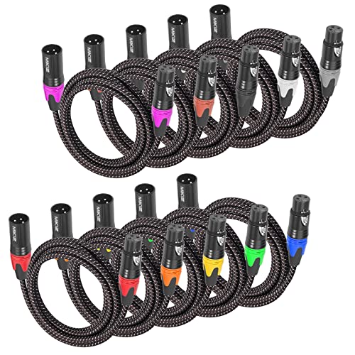 Câble XLR mâle femelle tressé 1,8m lot de 10 pour l'audio