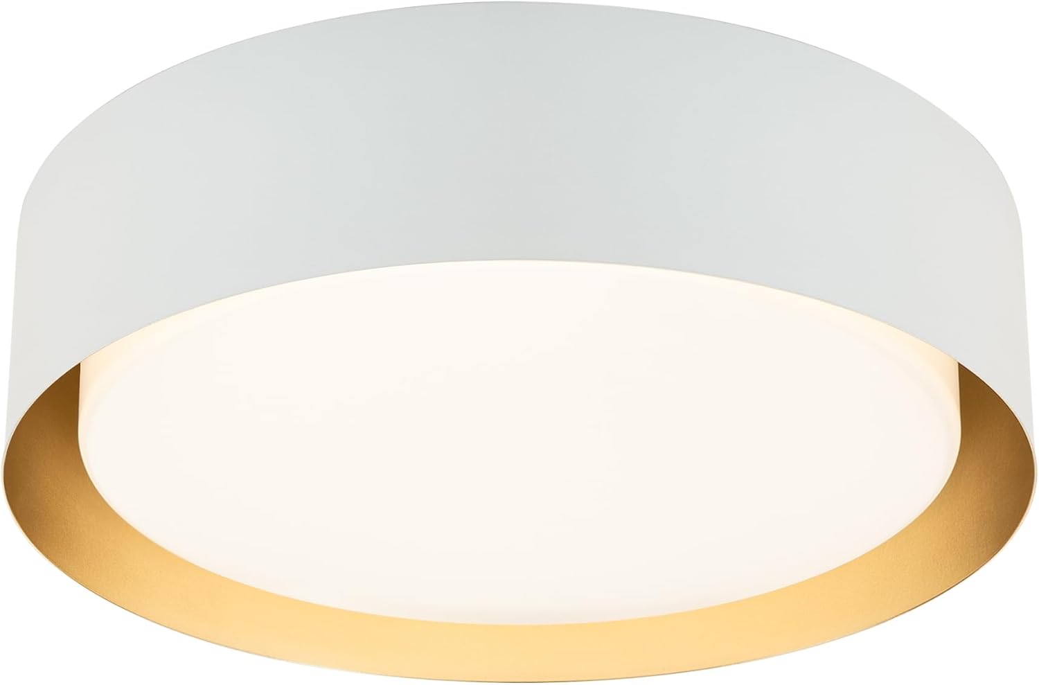 Builder Essentials Heritage Collection 12in LED Flush Mount 5-CCT Selectable Color Temperature 21W 1,300 Lumens in Matte White and Gold Finish