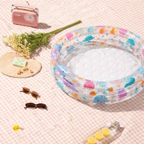 Image of Kidoyz 2 Feet Inflatable Baby Pool Bath Tub for Kids (1-3 Years) - Indoor & Outdoor Swimming Pool for Toddlers | with or Without Air Pump (2FT Printed + Pump)