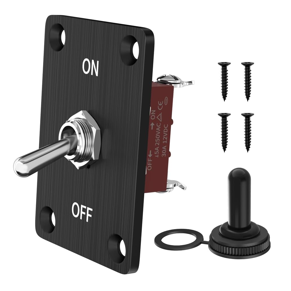 Interruptor basculante de alto rendimiento, 12 V CC, 30 A, impermeable, 2 , encendido/apagado, SPST con placa de montaje para coche, coche,