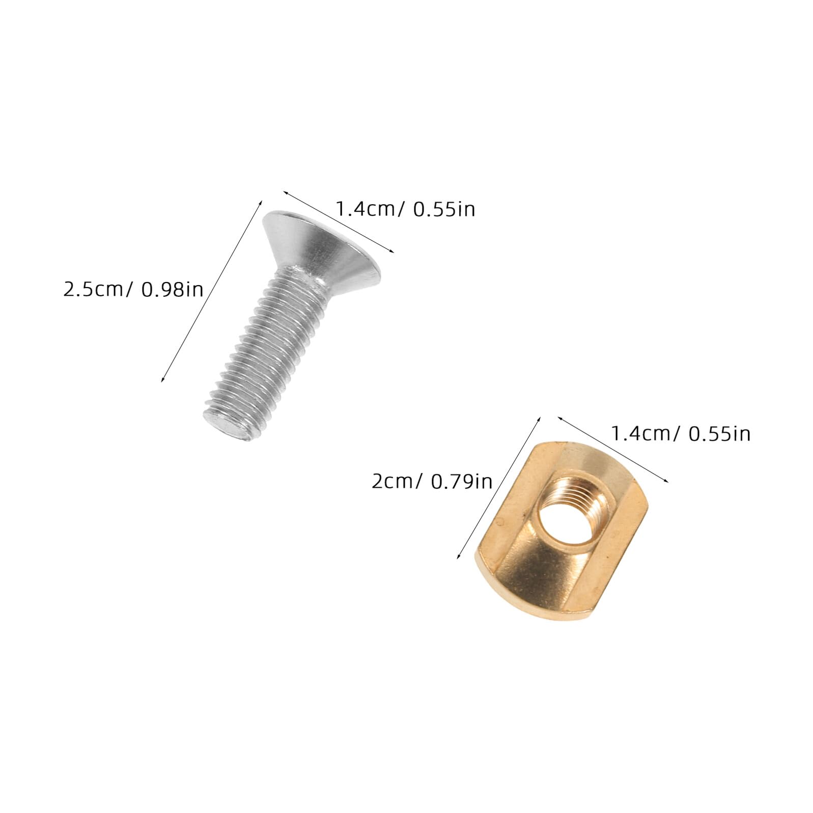 Zerodeko Juego de Tornillos y Tuercas T M8 de Latón para Montaje de Tablas de Hidroala 8 Piezas con Arandelas Antideslizantes Kit Compatible para Paddle Surf y Kitesurf Resistente