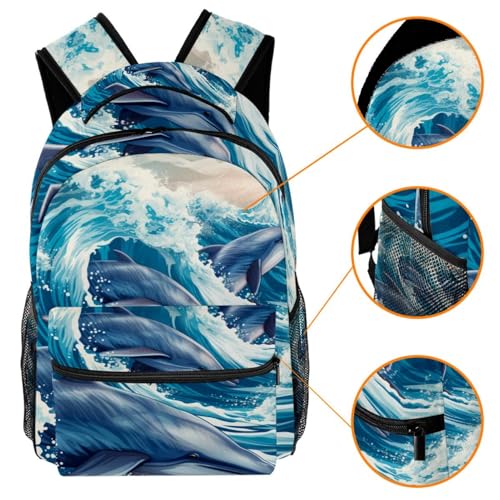 Sac à dos de voyage Campus motif dauphin multicolore taille unique - 3