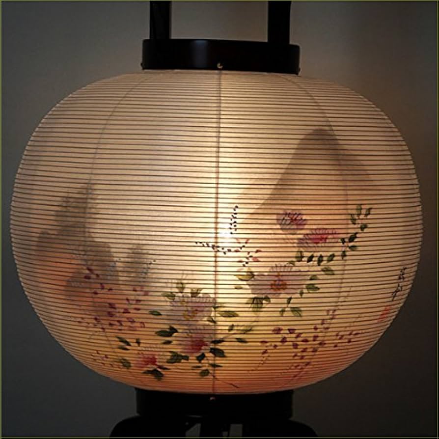 Amazon｜内田醇 行灯・盆提灯/ちょうちん 桜 12号 絹 巧 二重