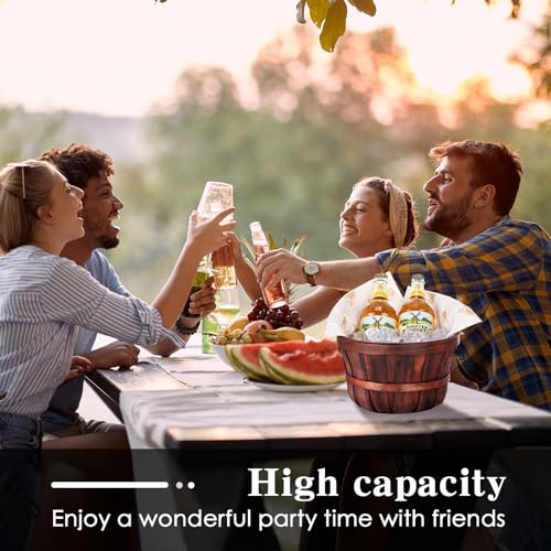 Weysat CHI-WEYSAT-1525 4 Pcs 6 Inch Tall By 9.5 Inch Diameter Round Wooden Baskets, Harvest Basket Garden Basket Food Service Display Baskets Wood Fruit Buckets thumb #5